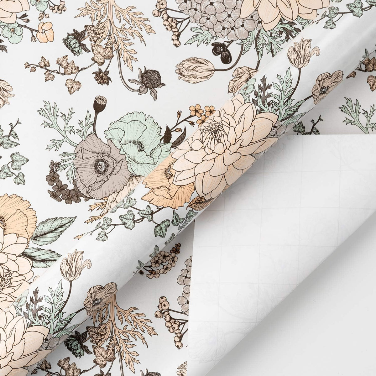 WRAPAHOLIC 30 Inch Jumbo Floral Wrapping Paper - 30 Inch X 33 Feet - Vintage Floral Printed on