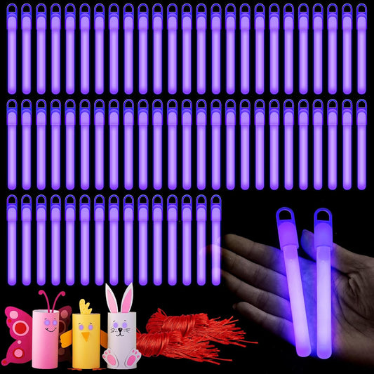 Lewtemi 4" or 6" 100 Pack Bright Glow Sticks Bulk, Glow in The Dark Party Supplies Birthday and