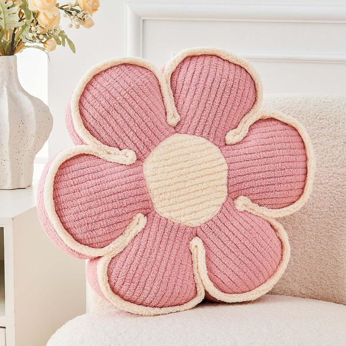 Flower Pillow, Soft Flower Decorative Throw Pillow, Cute Daisy Flower Shaped Seating Floor Cushion