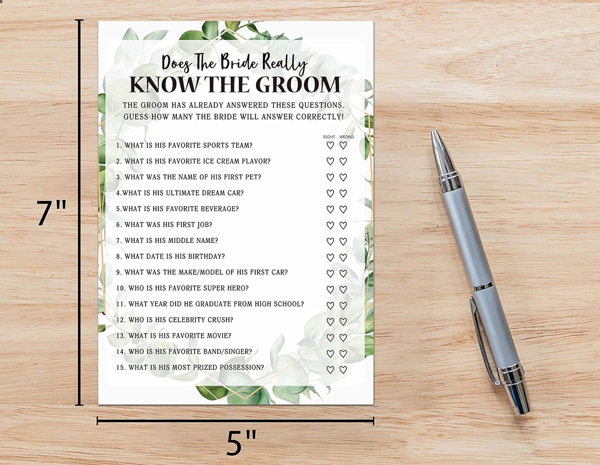 Bridal Shower Game Cards, Bride Really Know Groom Game, Tropical Jungle Theme Engagement Party