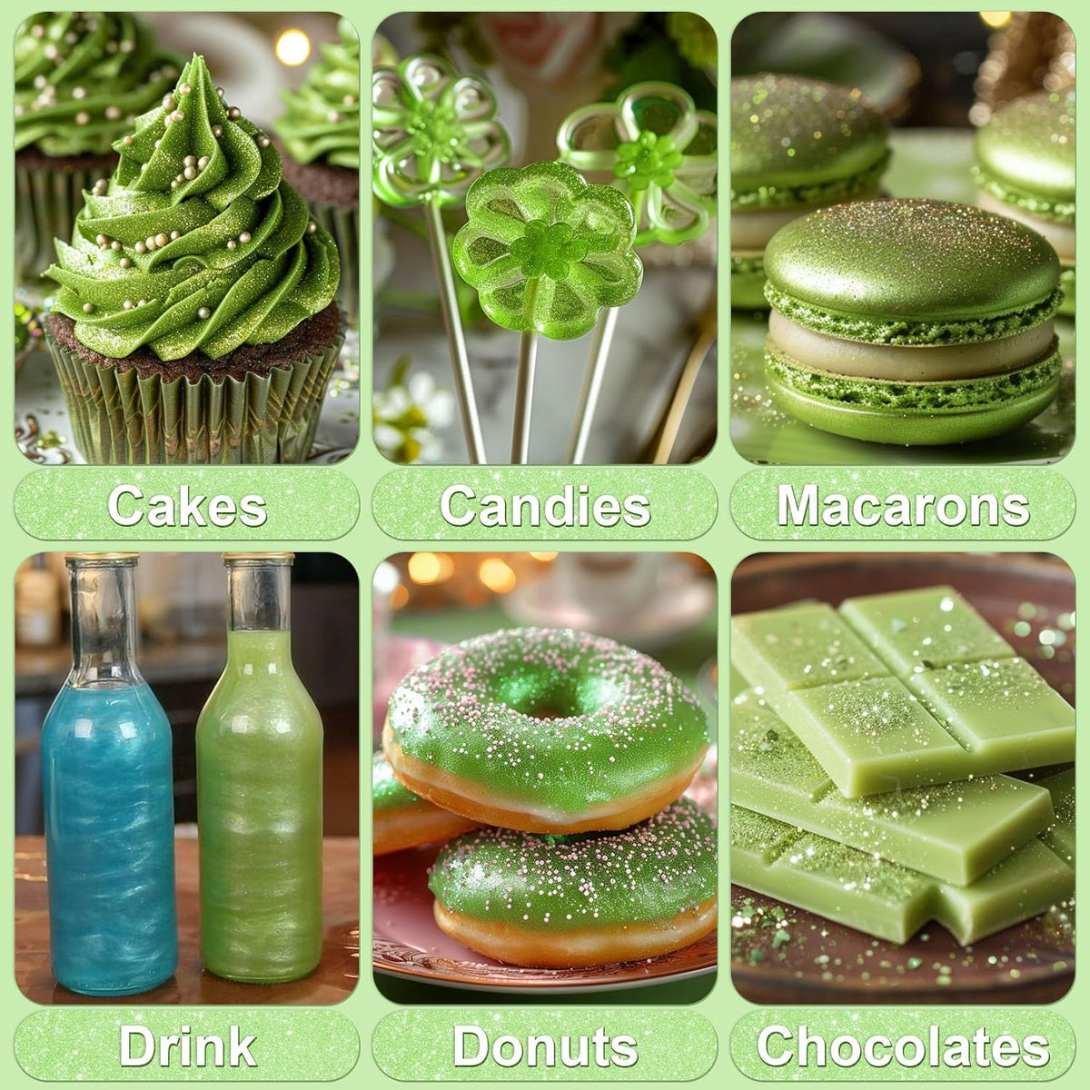 Olive Green Edible Glitter - 5g Food Grade Cake Decorating Shimmering Glitter, Edible Sprinkle