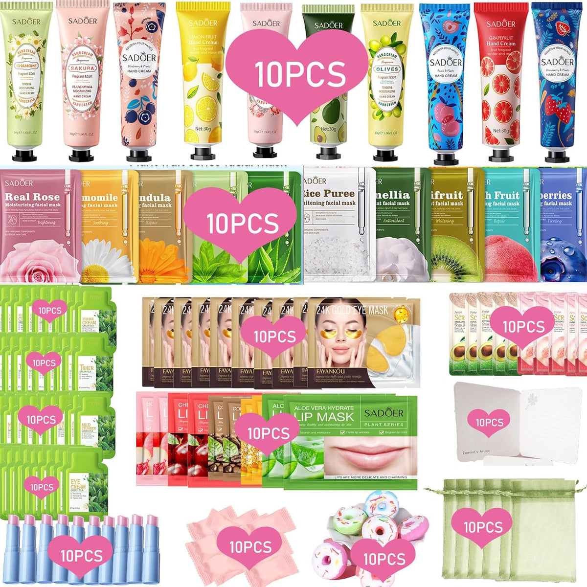 140 Pcs Spa Party Supplies Slumber Party Organza Bags Spa Party Favors Spa Sleepover Kit Birthday