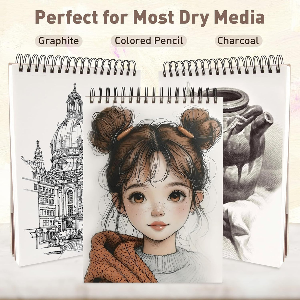 Umriox 9" x 12" Sketch Book, 2-Pack Sketch Pad (100 Sheets Each), Top Spiral Bound Sketchbook