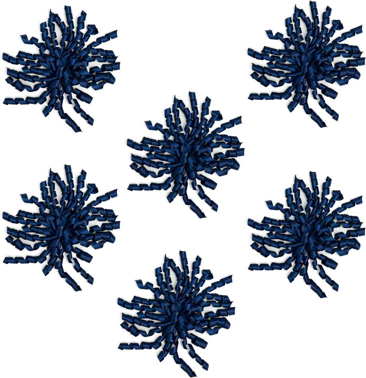 6 Inch Navy Curly Bows for Gift Wrapping Set of 6, Self Adhesive Bows Navy Blue Gift Bows for