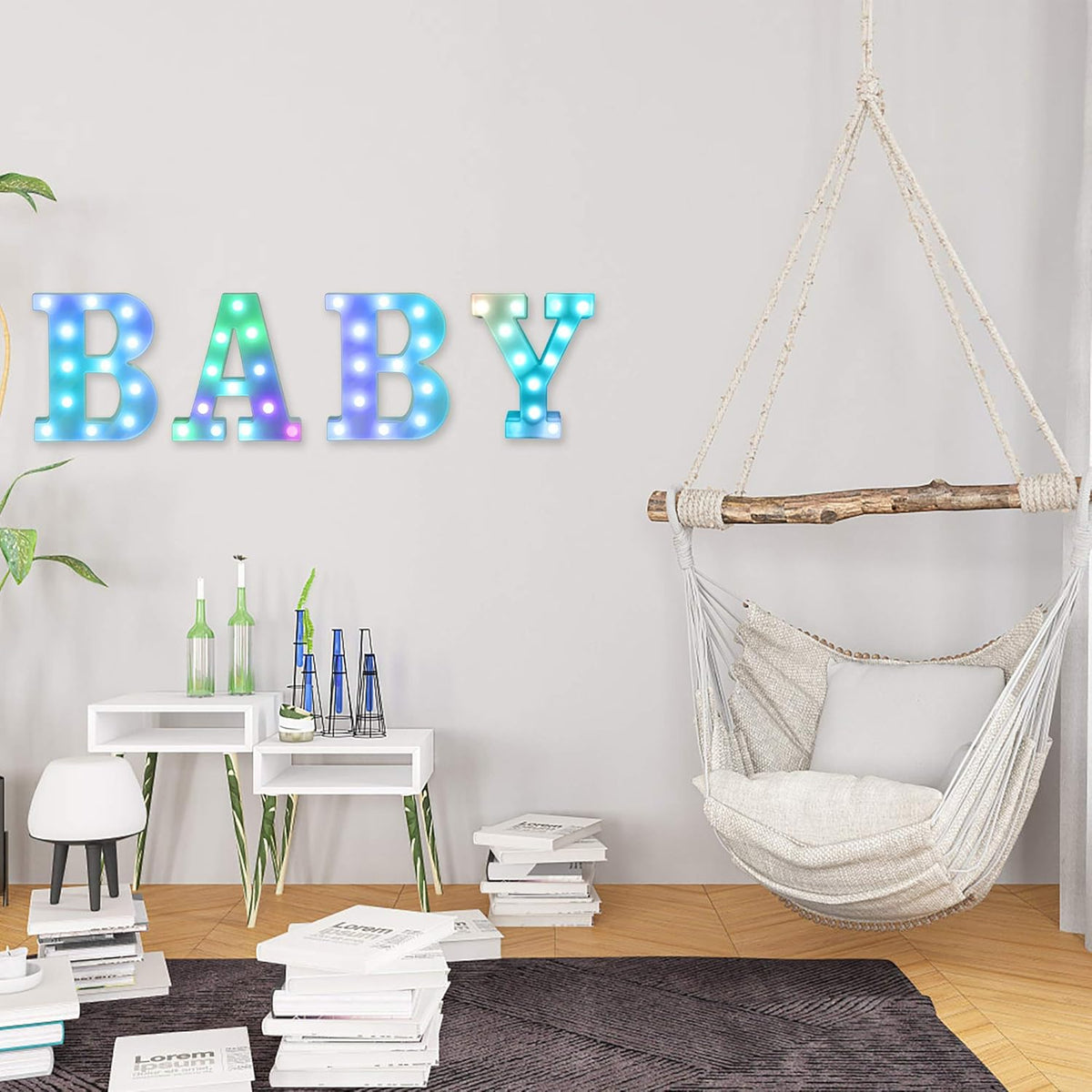 Foaky Colorful LED Letter Lights with Remote,Marquee Light Up Letters Sign for Night Light