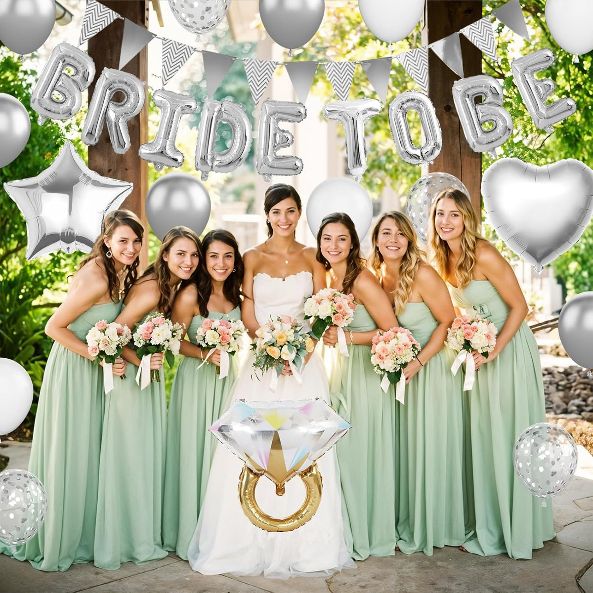 Silver Bachelorette Party Decorations, Silver Bride To Be Bridal Shower Balloons Decorations