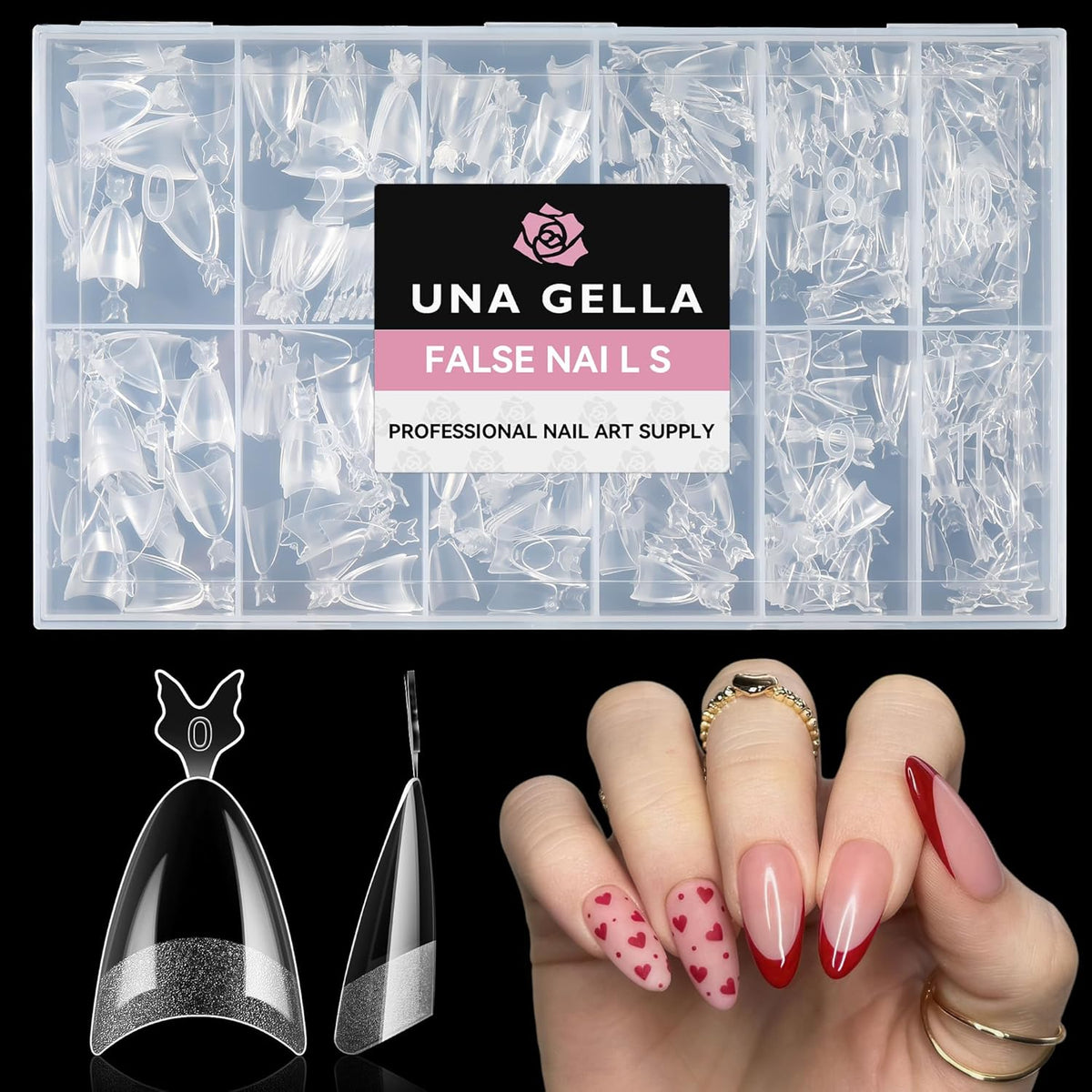 UNA GELLA Gel Nail Tips Almond Shape: 504pcs Medium Almond Nail Tips Half Cover Upgrade Soft Gel