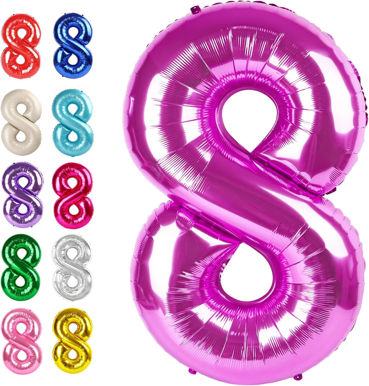 Helium Foil Rosy Purple Number 8 Balloon 40 Inch, Mylar Eight Numbers 8 18 28 38 48 58 80 88