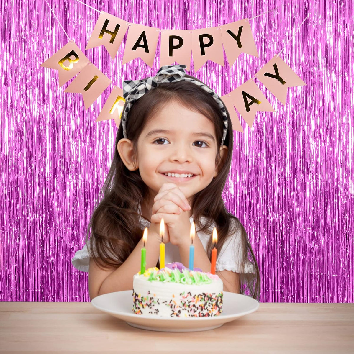 5 Pack Foil Curtain Backdrop Metallic Tinsel Foil Fringe Curtains Photo Booth Props for Birthday