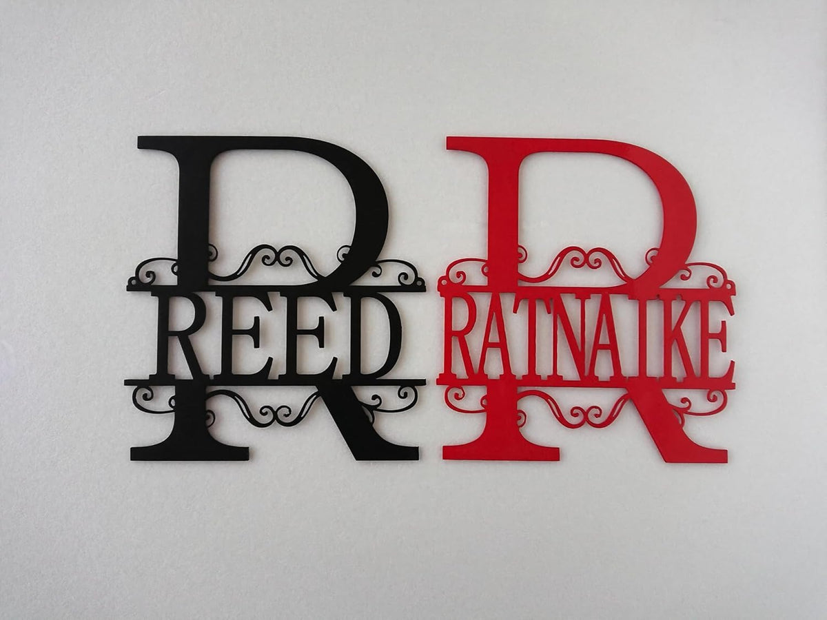 Personalized Metal Name Signs, Split Letter Monogram Wall Decor, Custom Last Name Sign, Family Name