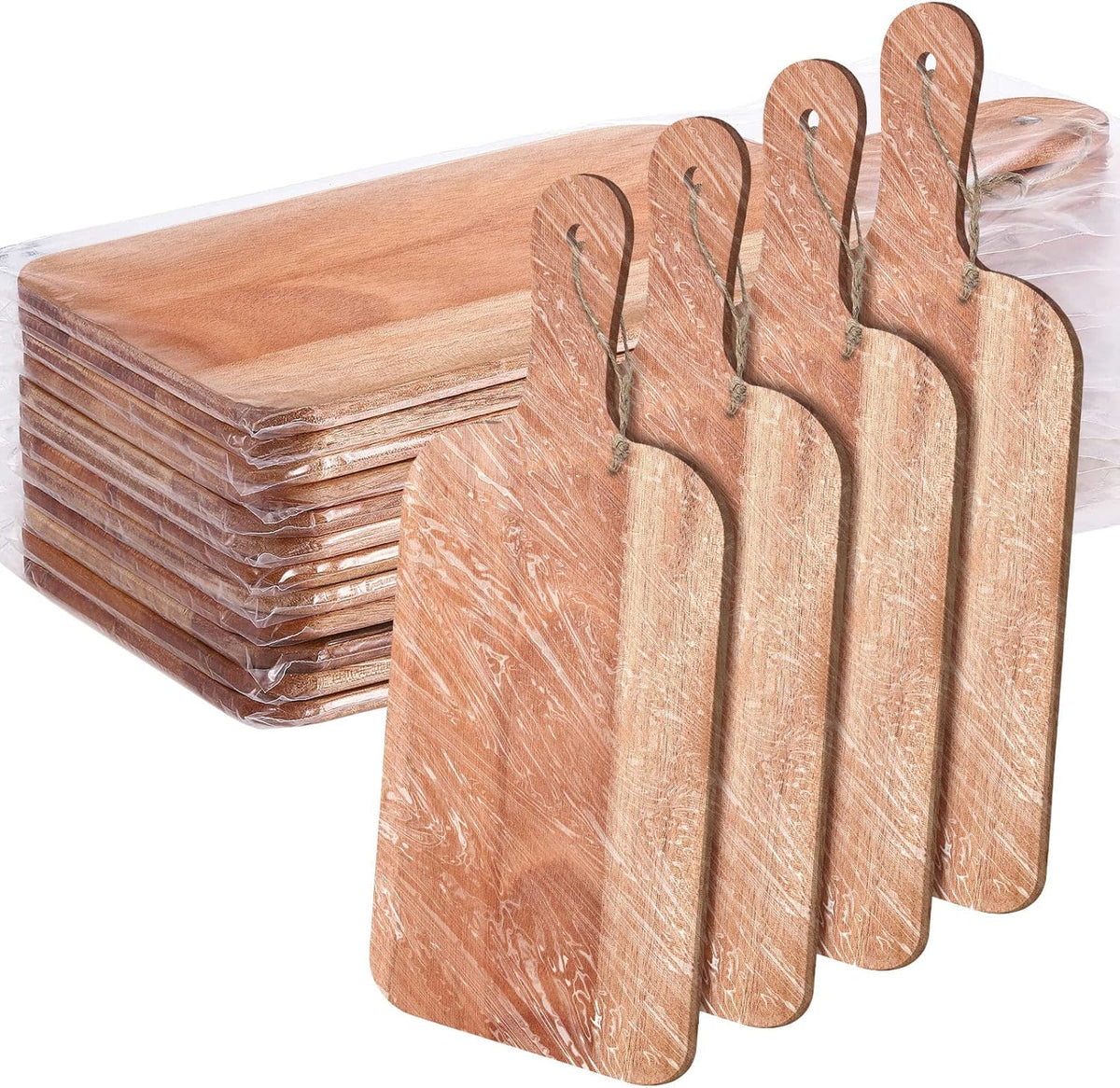 Patelai 12 Packs Wooden Cutting Board Set with Handles Large Kitchen Serving Plain Chopping Board