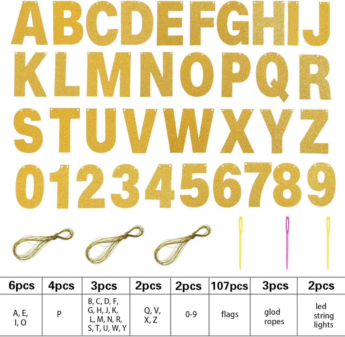 TaoBary 112 Pcs DIY Letter Custom Banner Glitter Customizable Banner Kit Including 107 Letters and