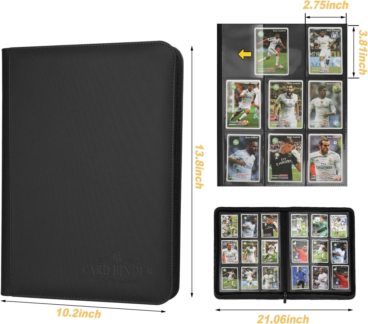 Trading Card Binder, Card Collection Binder Album Folder with 540 Side Loading Pockets, 9 Pocket