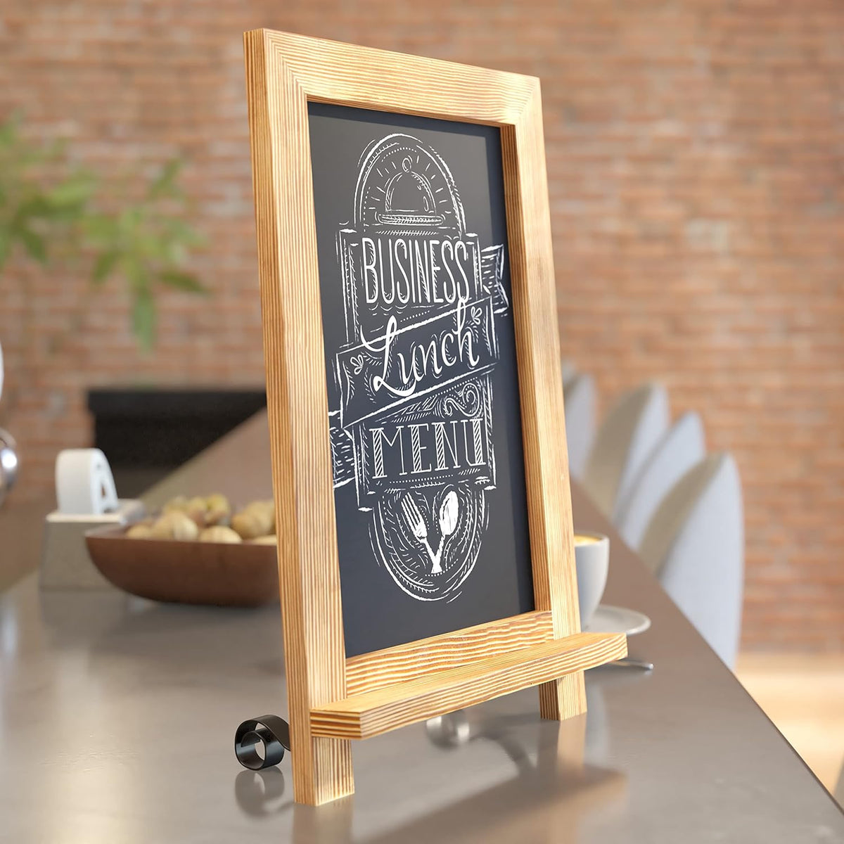 HBCY Creations Rustic Torched Wood Tabletop Chalkboard with Legs/Vintage Wedding Table Sign/Small