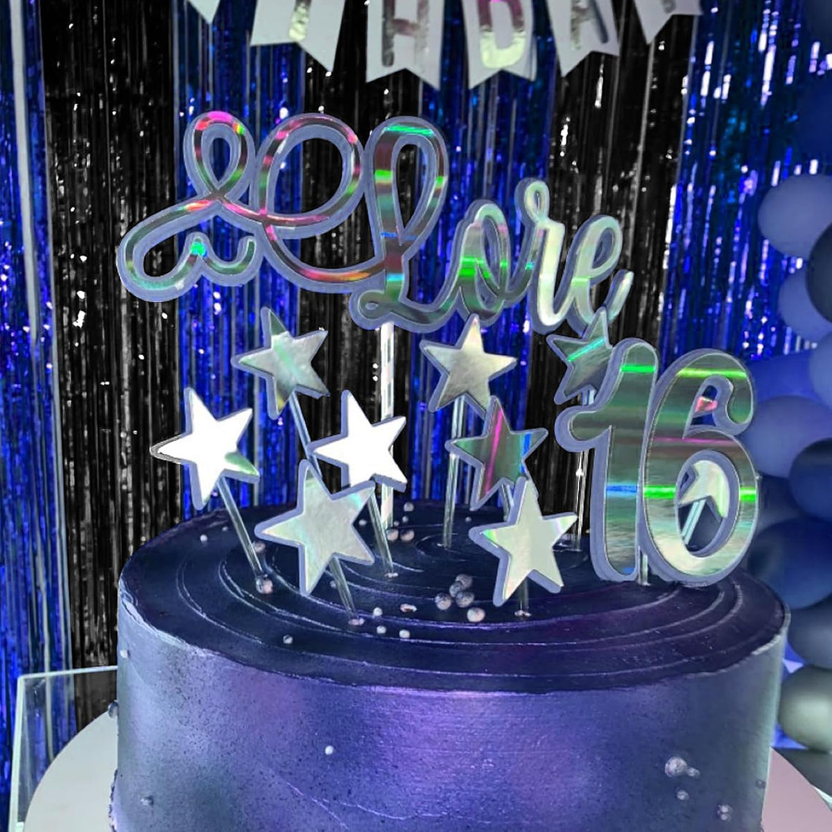CANREVEL 2 Pack 3.3x8.2 Feet Black and Blue Foil Fringe Backdrop Curtains, Tinsel Streamers for