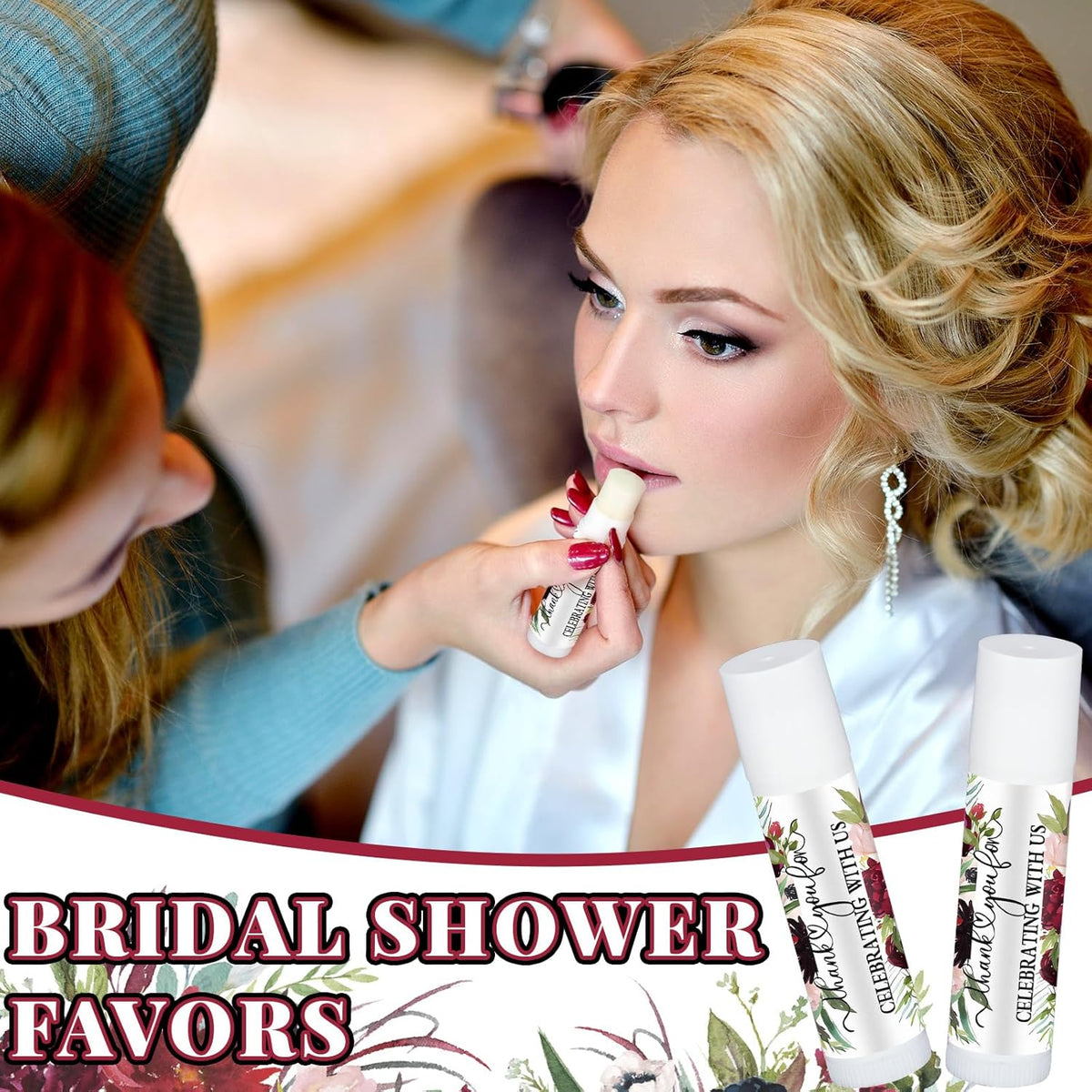 50 Pcs Wedding Bridal Shower Gifts Party Favors Bulk Floral Lip Balm Baby Shower Thank You