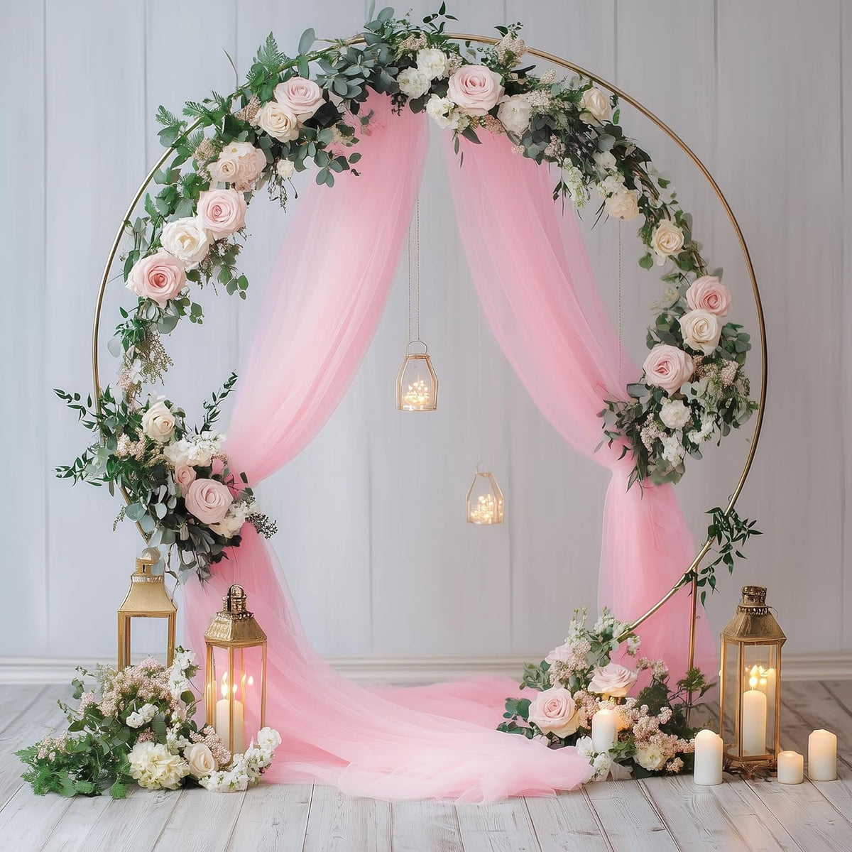 Wedding Arch Draping Fabric 4 Panels 28.7" x 20FT Blush Pink Sheer Chiffon Backdrop Drapes for