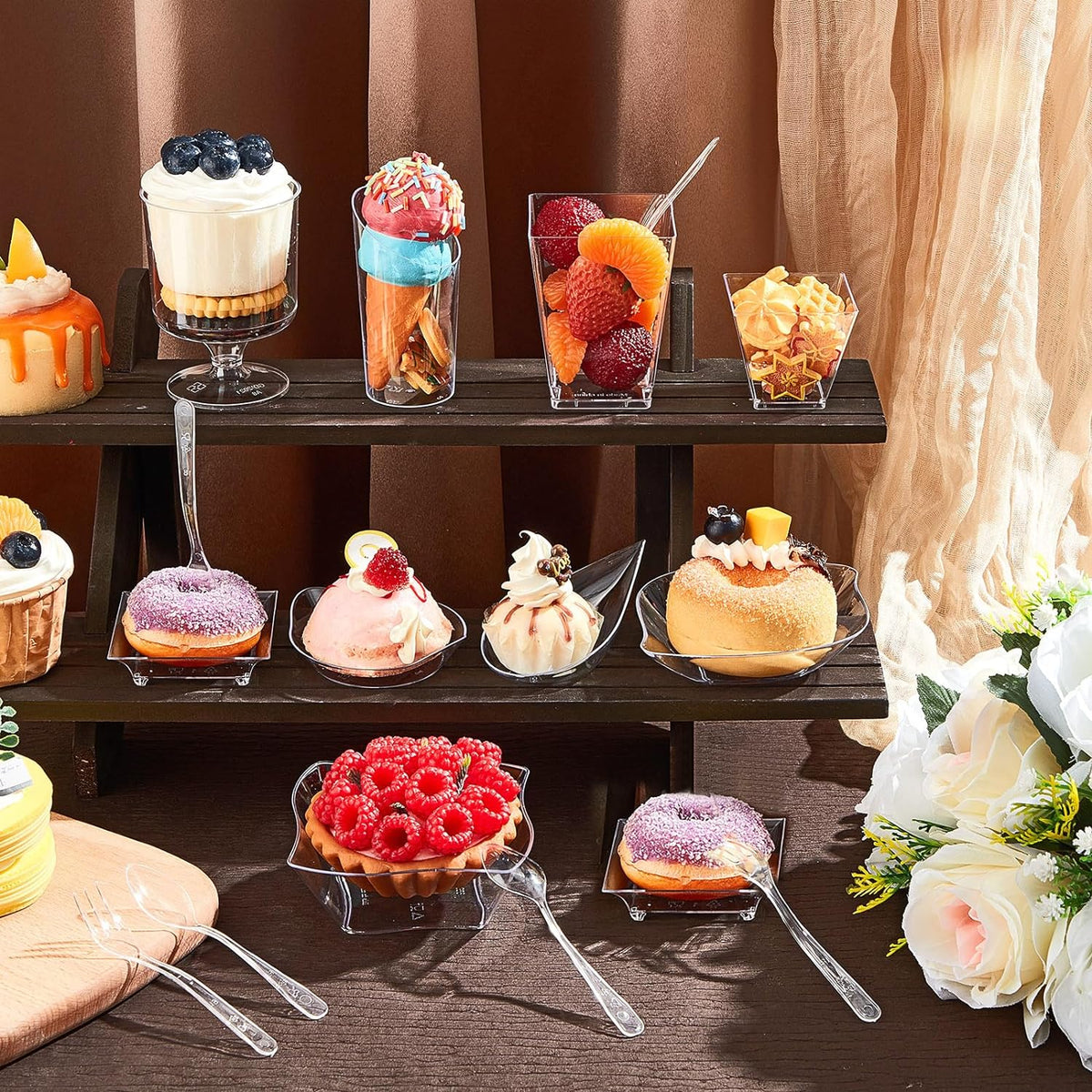 Tessco for you 160 Pcs Mini Appetizer Plates Dessert Cups Spoons Forks Set Dessert Containers