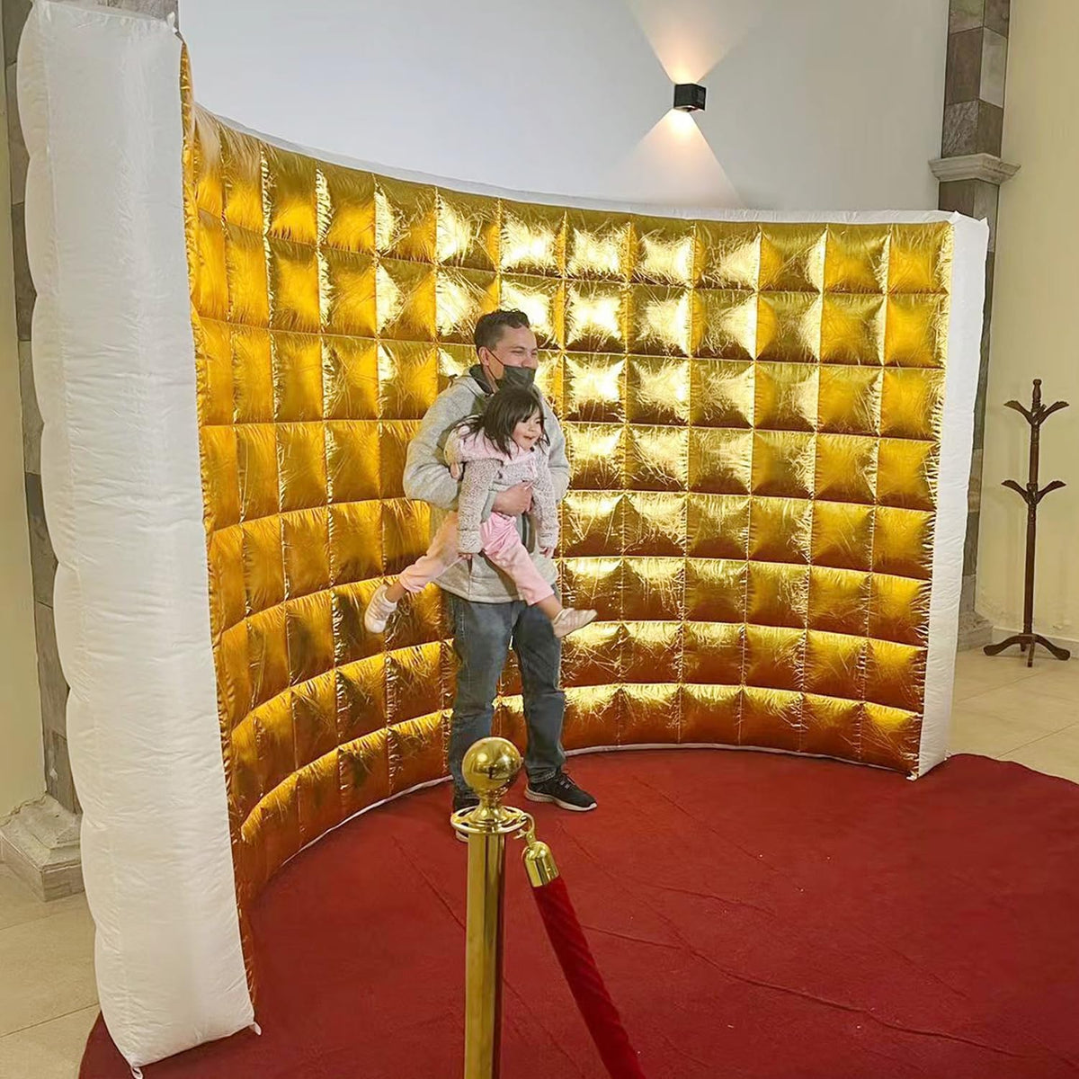 SAYOK Inflatable Photo Booth Wall (Gold, 119' 'x 59''x 91'') Selfie Booth Backdrop, Photo Booth