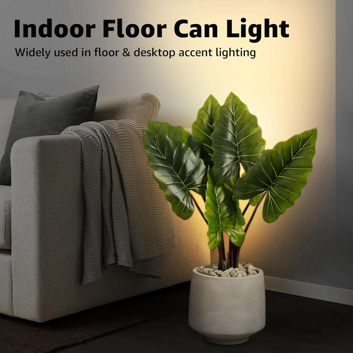 SUNVIE 4 Pack Up Lights, 5W Uplighting Indoor Uplights with 2700K GU10 Bulbs, Uplighting Indoor