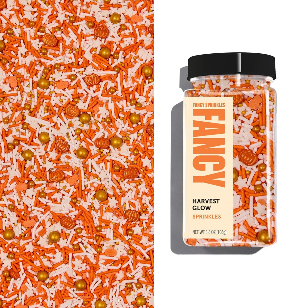 Fancy Sprinkles Limited Edition Fall and Halloween Harvest Glow Crunchy Sprinkles in White and