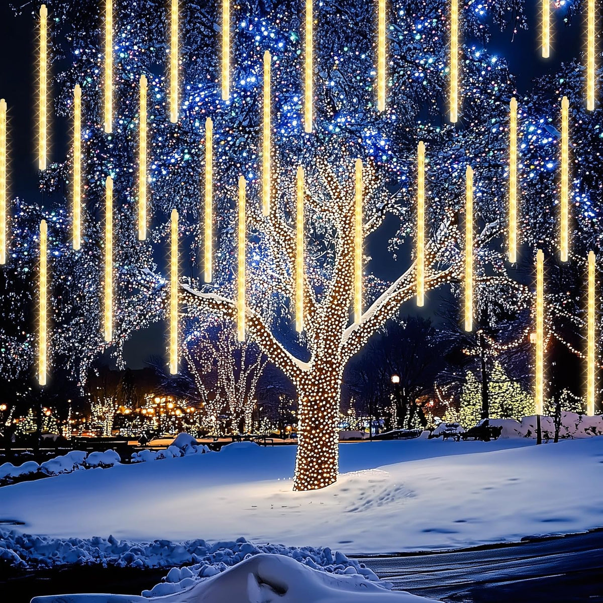 Dazzle Bright 1728 LED Christmas Light, Meteor Shower Rain Lights 11.8 Inch 48 Tubes, Waterproof