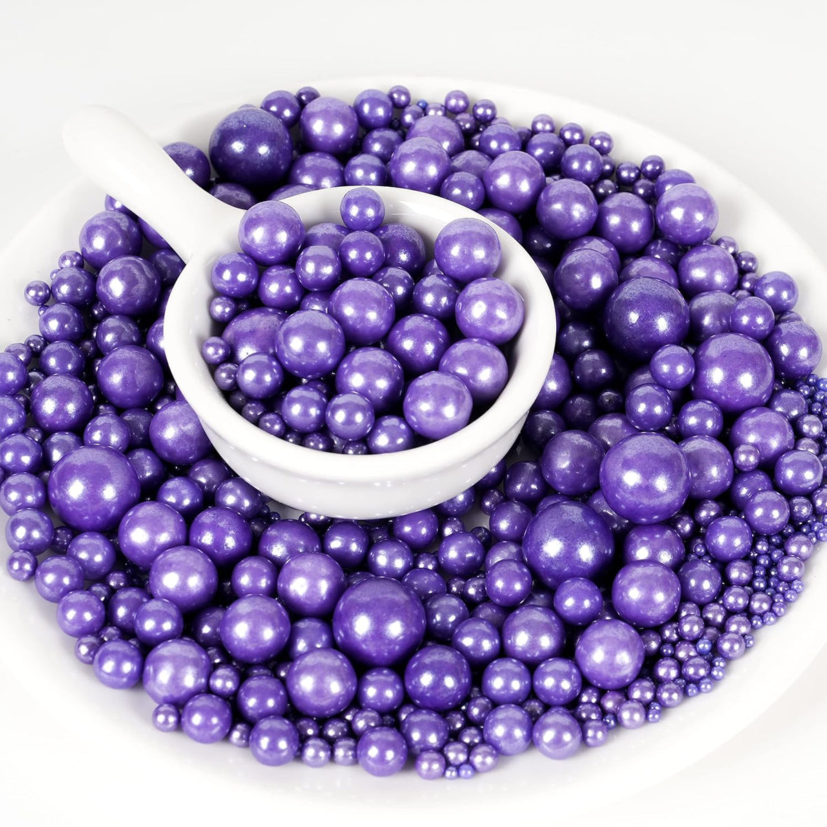 Kasvan Purple Pearl Sugar Sprinkles - Edible Candy Pearls 130g/4.58 Oz, Mix Size, Baking Cake