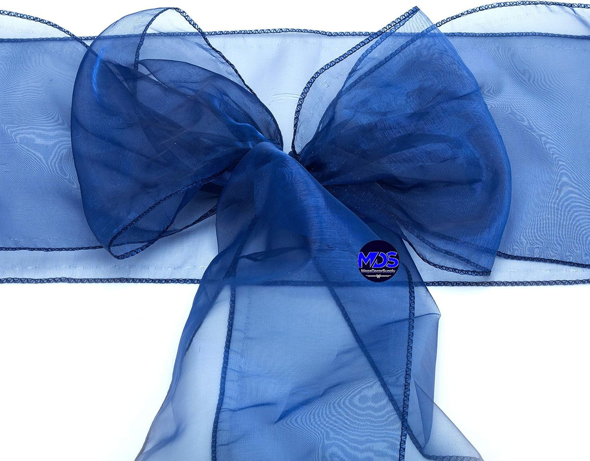 MDS Pack of 25 PCS Organza Chair Sashes Wider Dining Chair Bows Ribbon Tie Back for Wedding Party