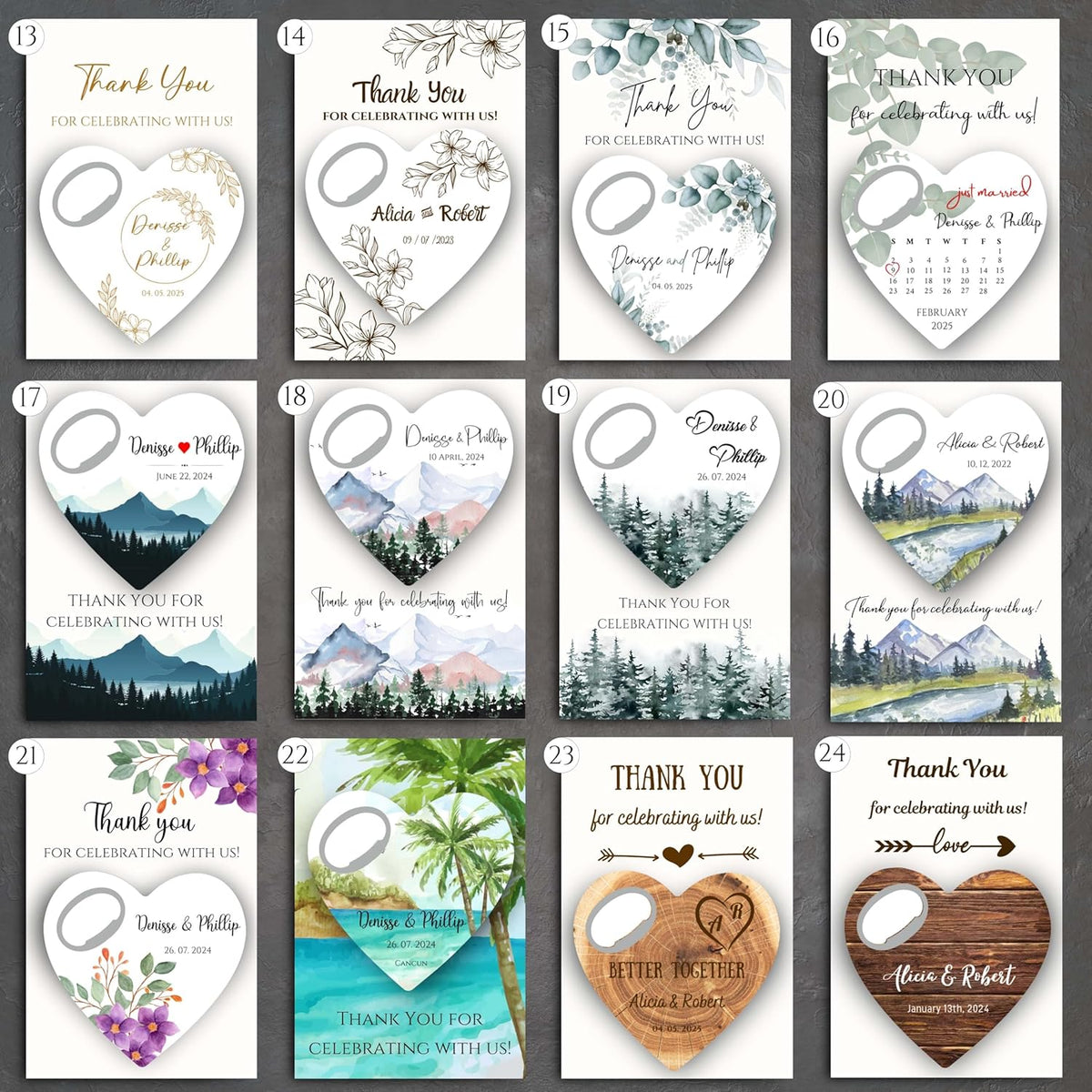 Wedding Bottle Opener Favors for Guests in Bulk, Hearts Shape Bottle Opener, Personalized Party
