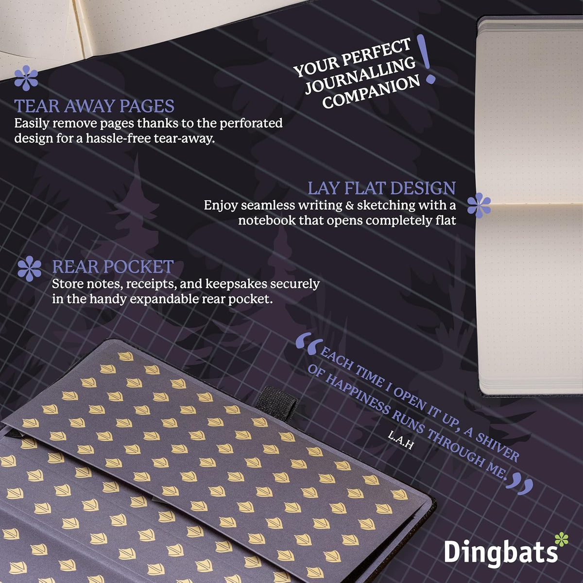 Dingbats* Wildlife Lined Writing Journal Notebook A5 - Vegan Leather Hardcover - Ideal for Work