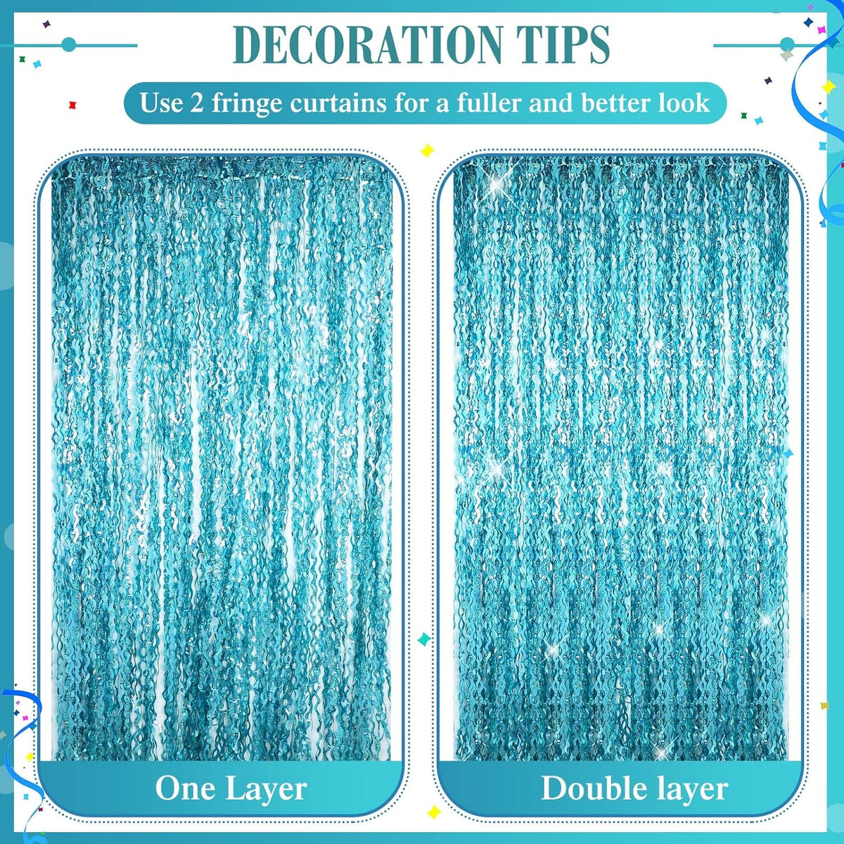 10 Pieces 3.3 x 6.6 Ft Foil Fringe Backdrop Party Wavy Tinsel Fringe Curtain Streamer for Happy New