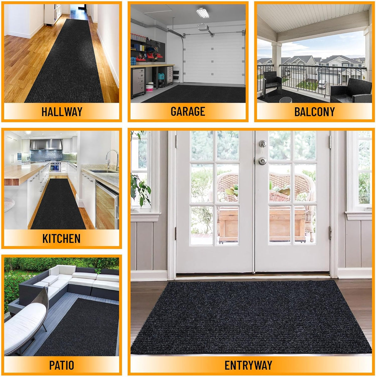 Ottomanson 3'11" x 40' Hallway Runner with Scraper Pile - Extra Durable Non-Slip Rug Mat for Indoor