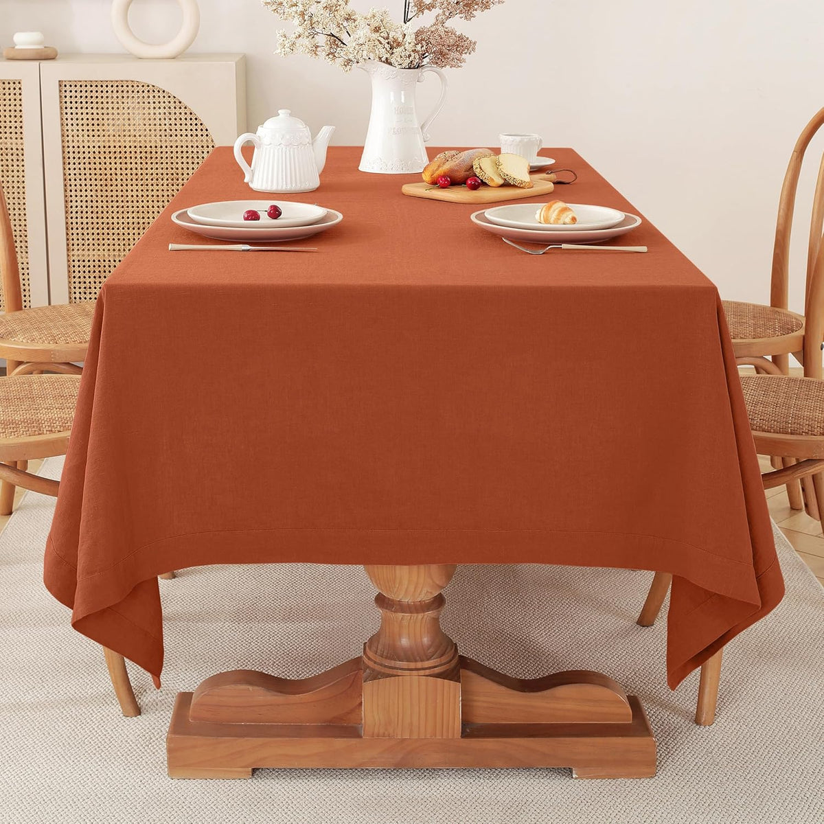 100% Pure Linen Tablecloths 60x120Inches,Rectangle Table Cloth for Dining,Picnic,Weddings and
