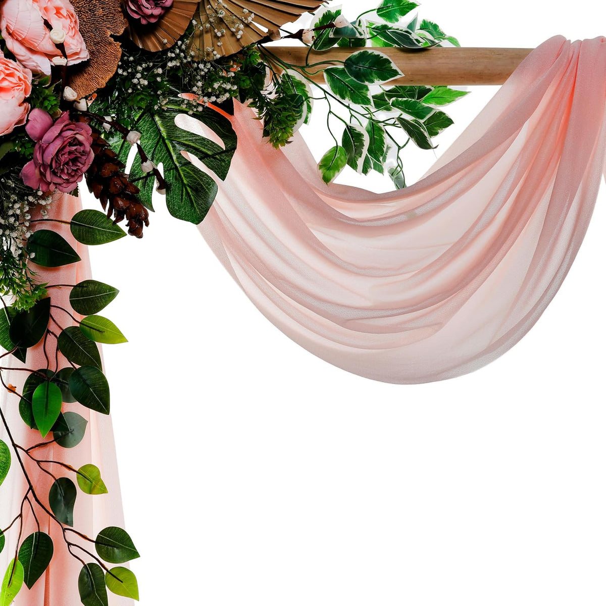 VDS Pack of 1 Panel (30 Inch X 30 Feet) Wedding Arch Draping Fabric Sheer Chiffon Fabric Drapery