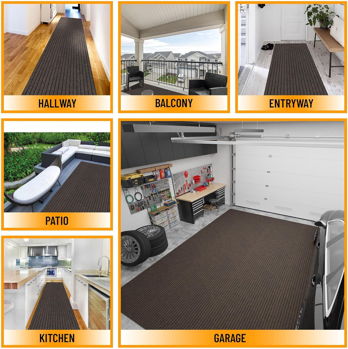 Ottomanson 2'7" x 50' Hallway Runner with Scraper Pile - Extra Durable Non-Slip Rug Mat for Indoor