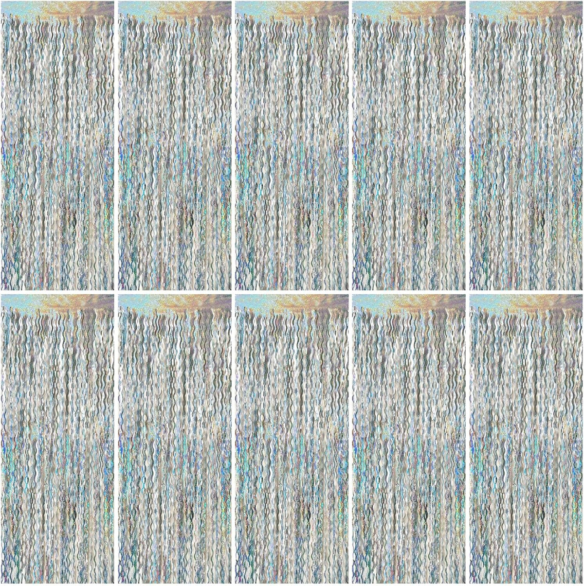 Tinsel Foil Fringe Curtains Wavy Backdrop for Parties Sparkle Metallic Wavy Foil Fringe Backdrop