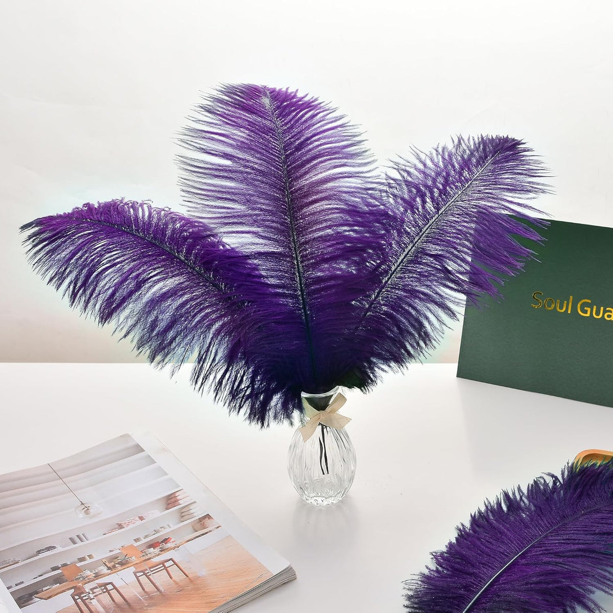 Ballinger Purple Ostrich Feathers Bulk - 24Pcs 8-10inch Feathers for Vase, Party Centerpieces Mardi