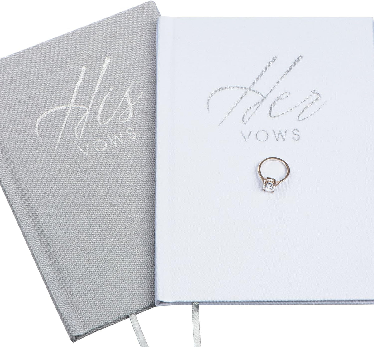 FLUYTCO Wedding Vow Book Keepsakes (2 Book Set, His & Hers) Linen Hardcover - Bonus Wedding day