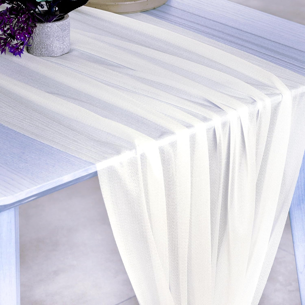 VDS Pack of 3 Panel (30 Inch X 20 Feet) Wedding Arch Draping Fabric Sheer Chiffon Fabric Drapery