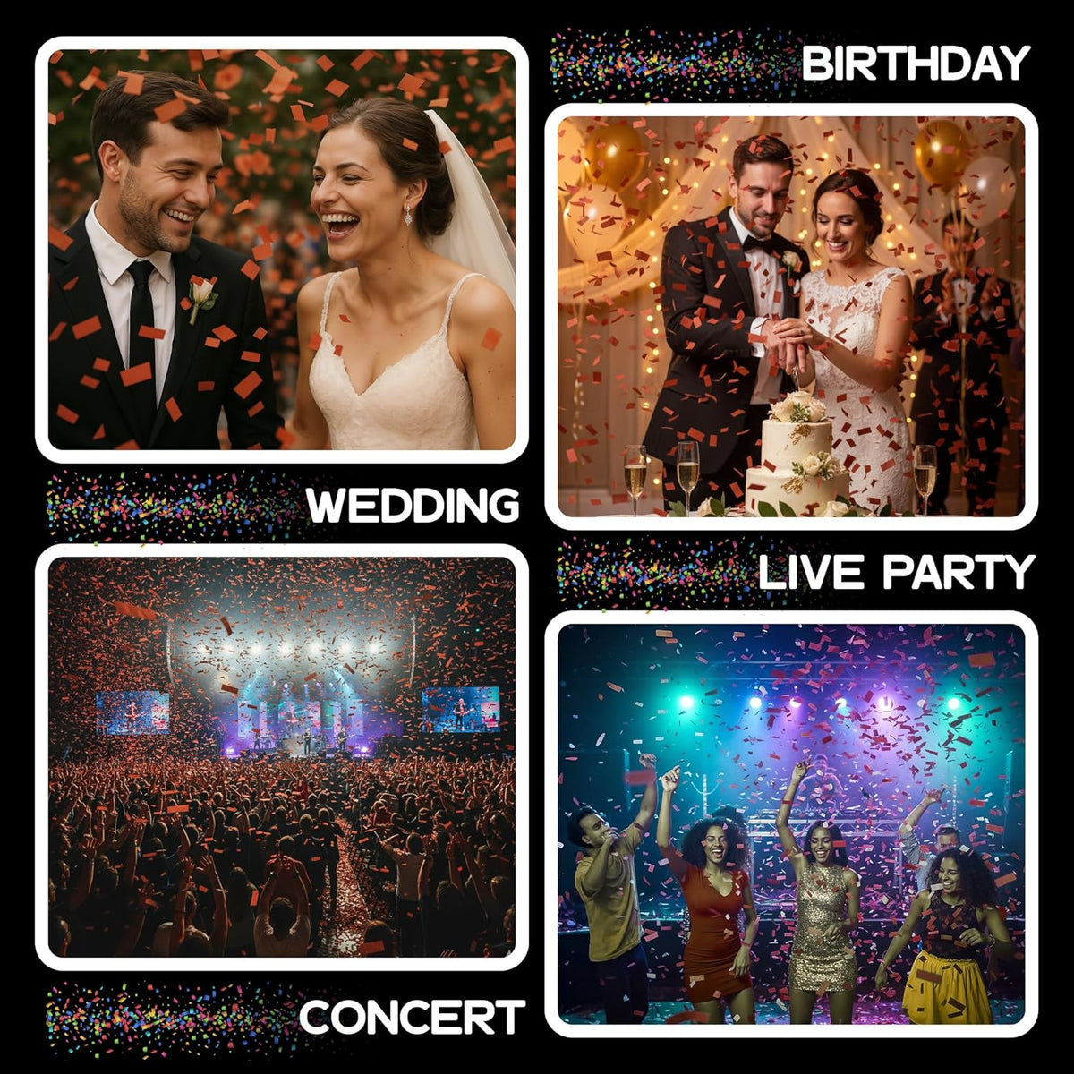 Rectangular Biodegradable Confetti - Maroon Fluttering Tissue Paper Confetti for Cannon and