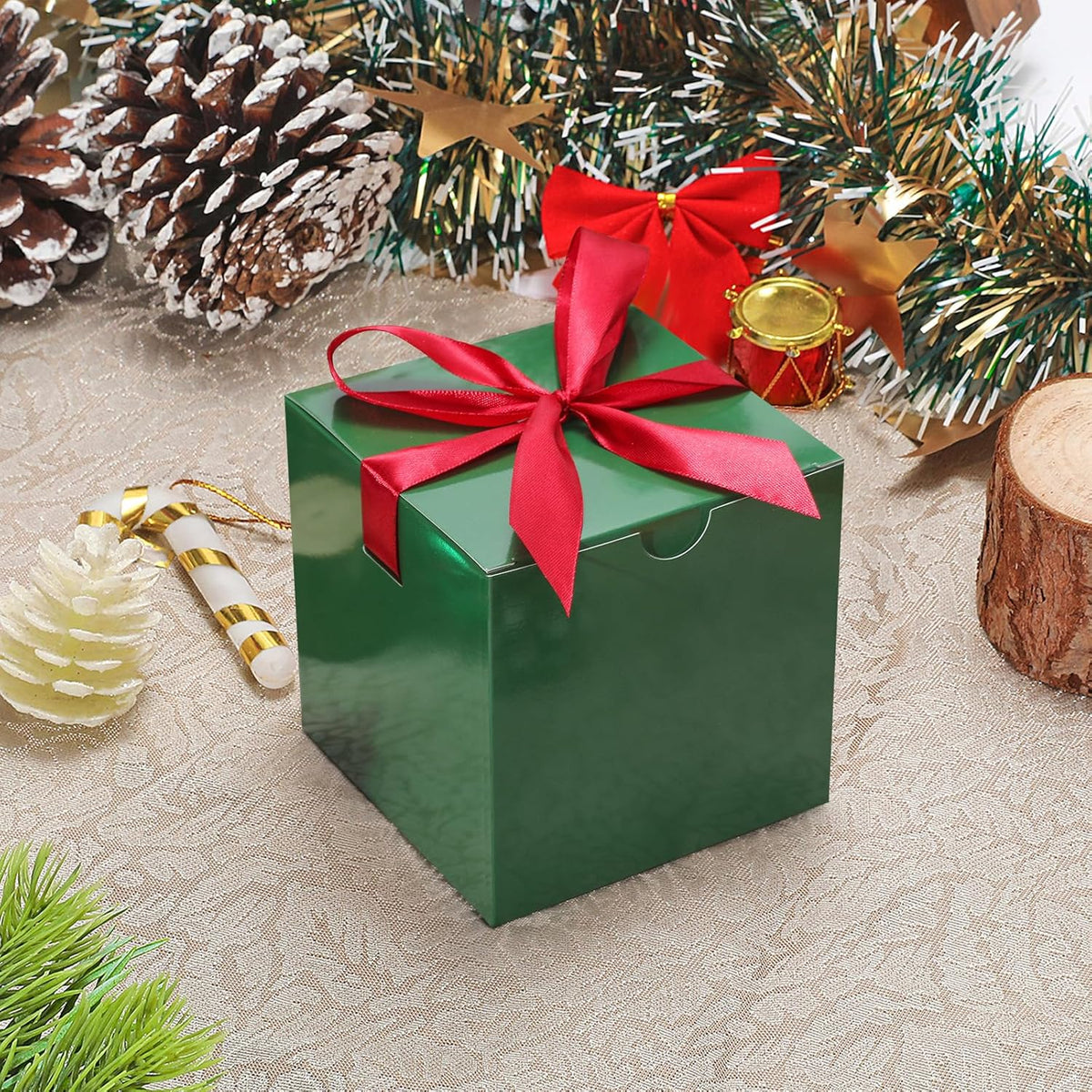 DOYIDE Small Gift Boxes, 20 Pack 5x5x5 Inch Green Elegant Paper Boxes with Ribbons, Crafting