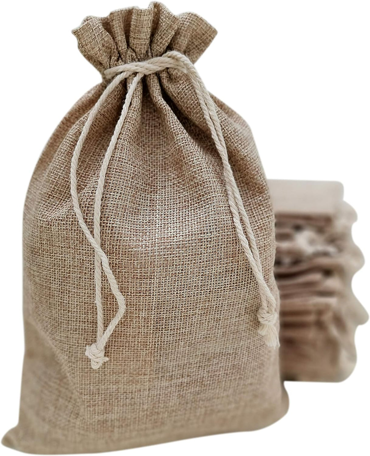Supply Friend 25 Burlap Bags with Drawstring 8x12 Inch - Reusable Grocery, Household, Kitchen