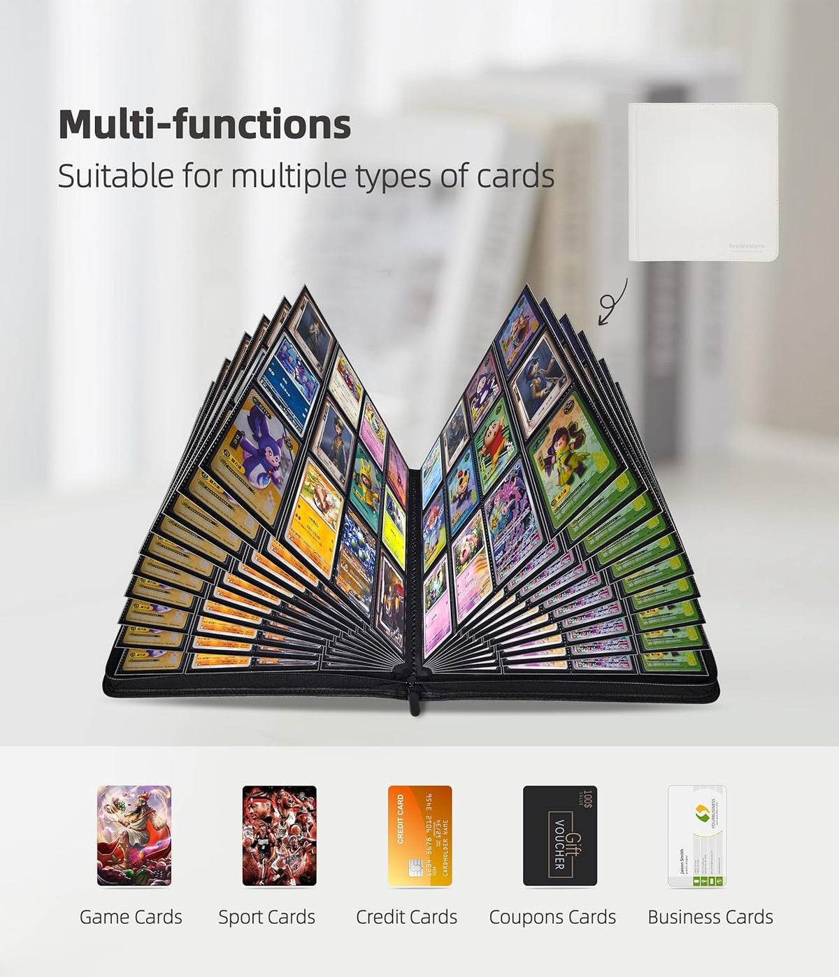 12 Pockets Premium Card Binder 480 Cards Trading Card Binders Side Load Card Storage Display
