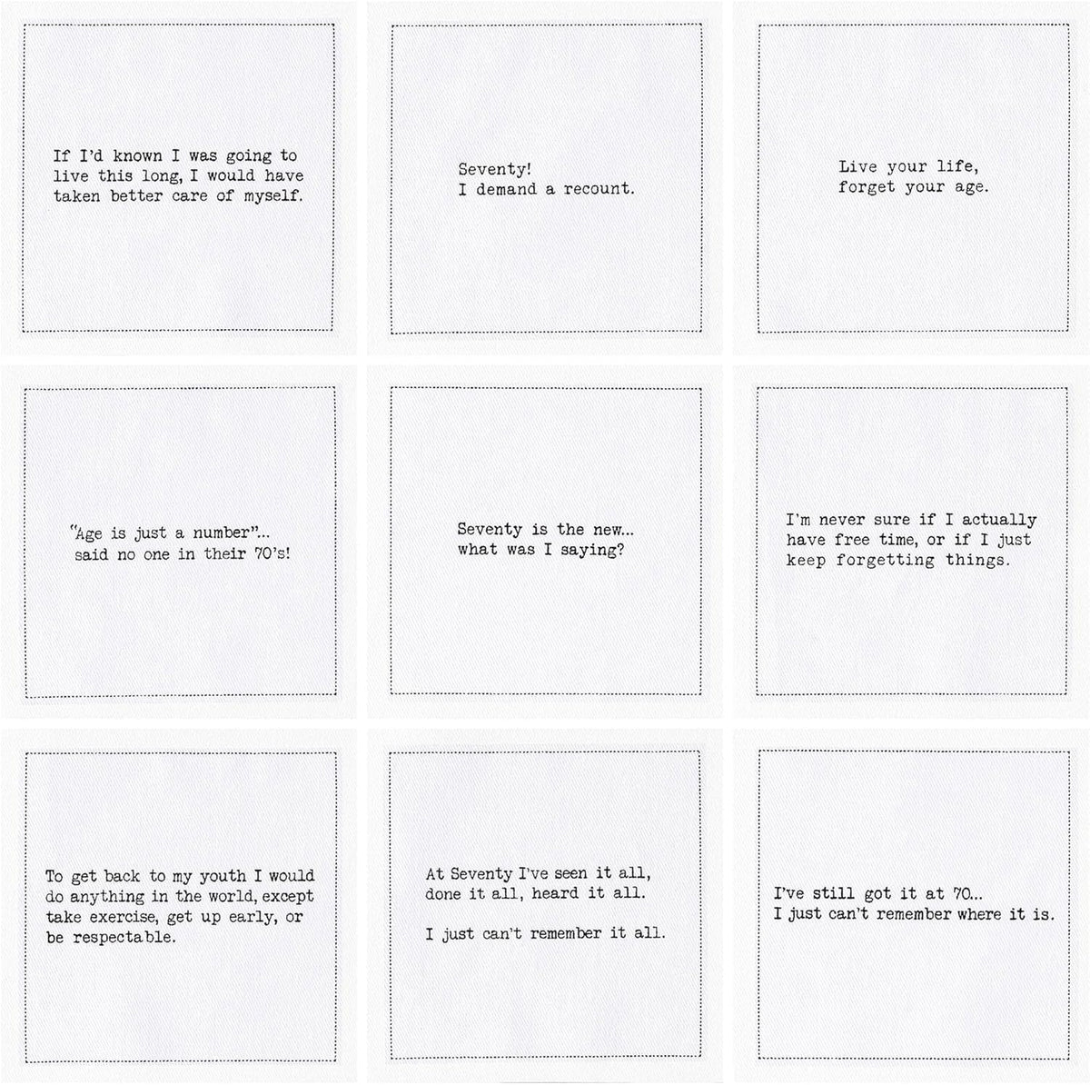 Five Star Napkins 70th Birthday Quotes White Cotton Cocktail Napkins, Beverage Napkins, Bar
