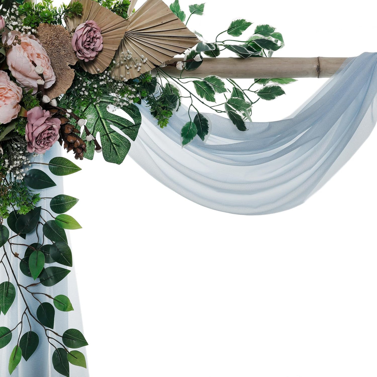 VDS Pack of 2 Panel (30 Inch X 50 Feet) Wedding Arch Draping Fabric Sheer Chiffon Fabric Drapery