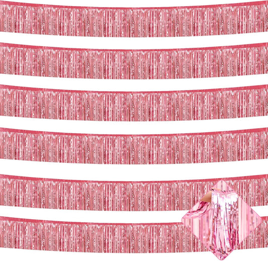 10 Pack 10 Feet Pink Foil Fringe Garland Metallic Tinsel Streamers Banner Wall Hanging Curtain