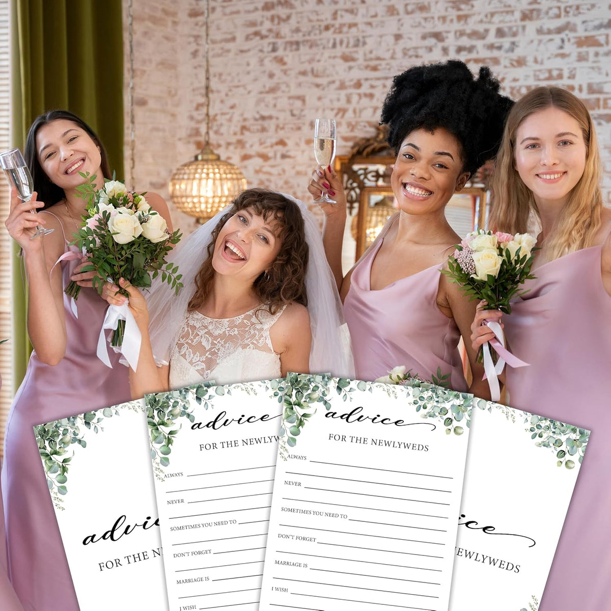 Eucalyptus Bridal Shower Game Cards - Advice for The Newlyweds, Wedding Advice and Wishes for The