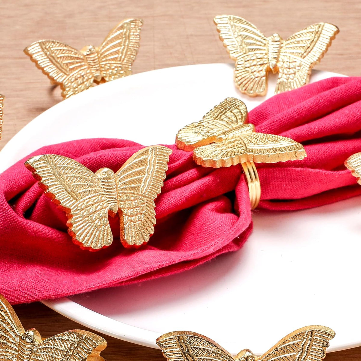 12 Pcs Gold Napkin Rings Set - Lightweight Metal Butterfly Bling Napkin Rings Guest Napkin Buckle