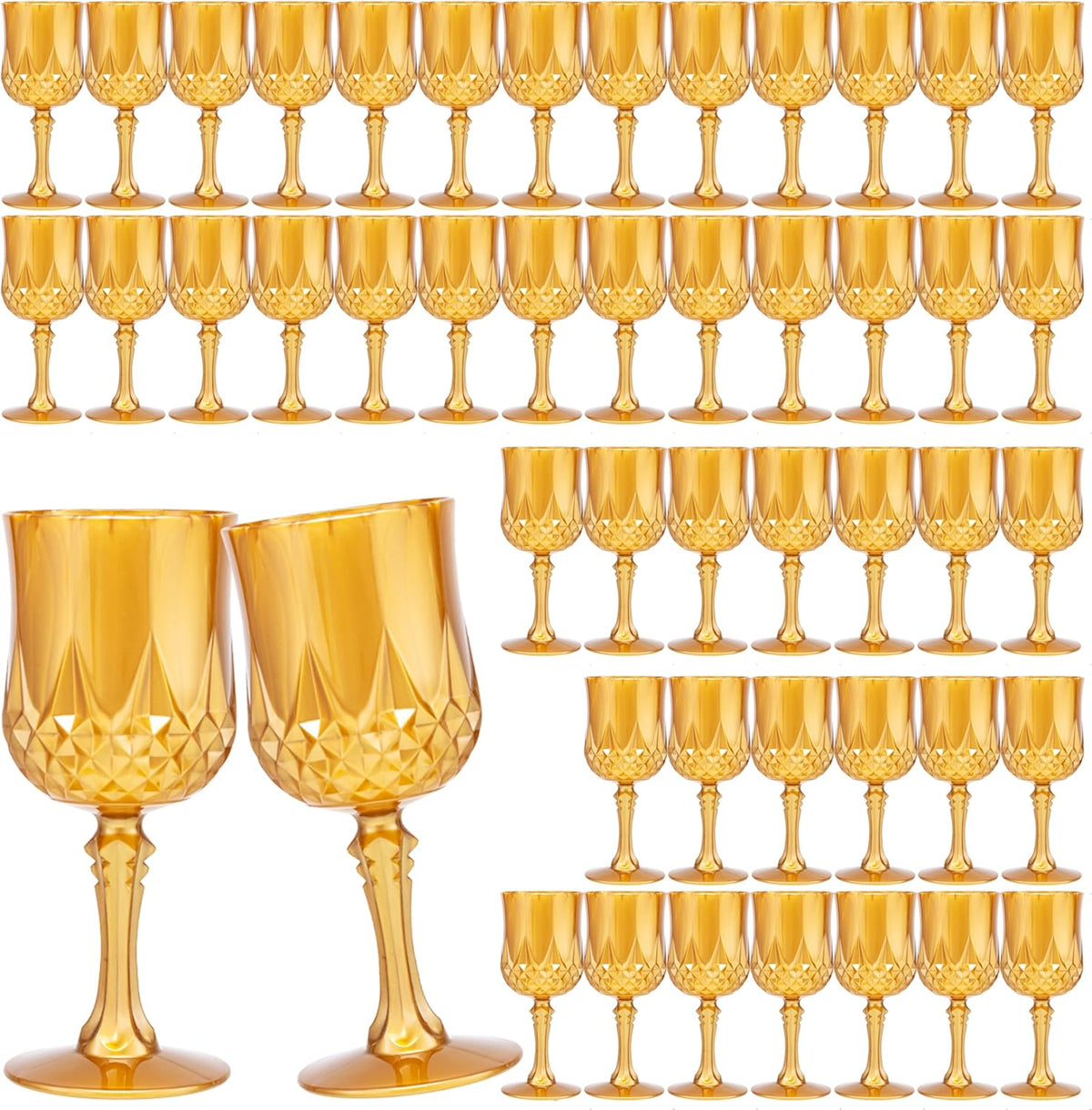 JLYLOL Plastic Vintage Wine Glasses 7OZ Plastic Goblets Vintage Drinking Glasses 48PCS Retro