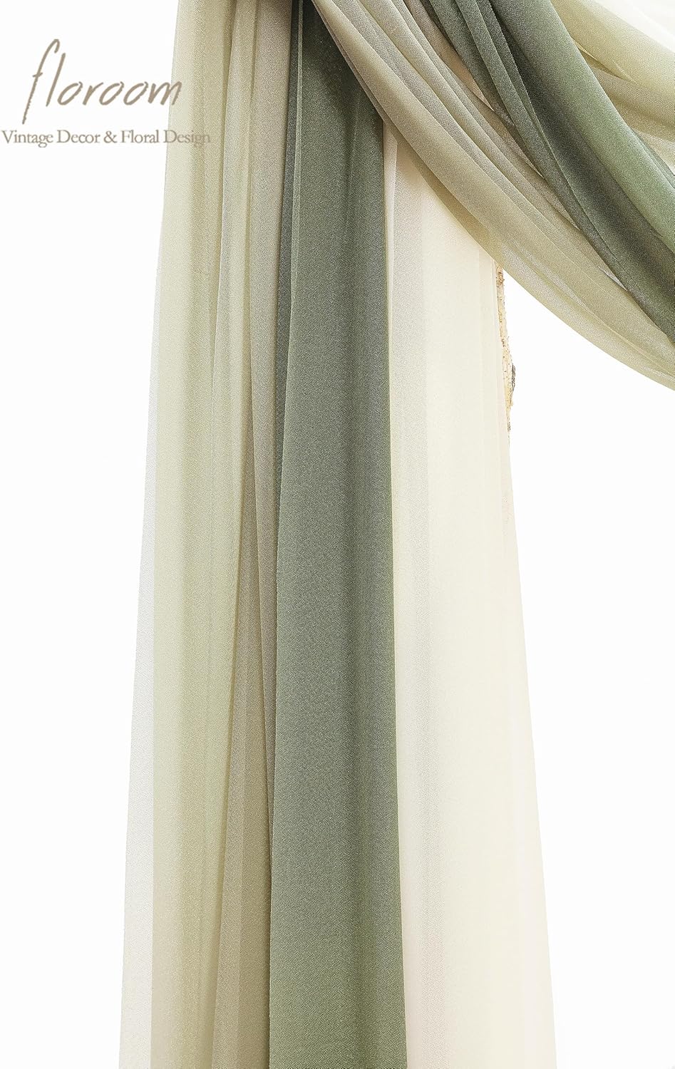 Floroom Wedding Arch Draping Fabric 3 Panels 20Ft Chiffon Fabric Drapes Arbor Drapery Wedding